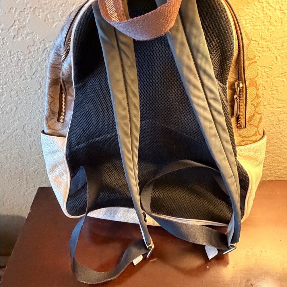 Coach Signature Tan and White Backpack - Picture 3 of 3